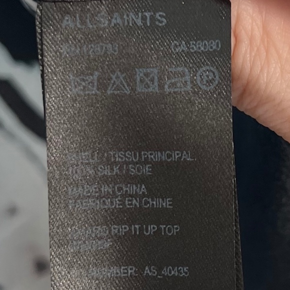 All Saints, Size:2, Silk Amaro Rip It Up Top, Navy/White/Pink/Black, EUC! - Picture 6 of 10